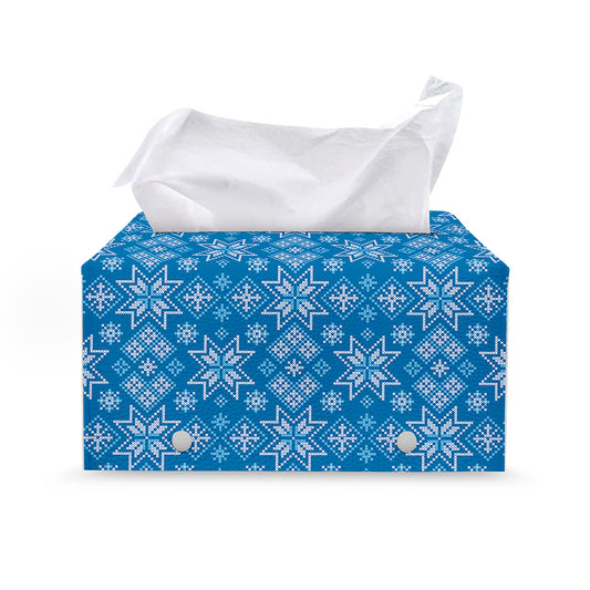 Christmas Nordic Knitted Pattern Print Leather Tissue Box Cover