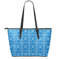 Christmas Nordic Knitted Pattern Print Leather Tote Bag With Zipper