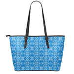 Christmas Nordic Knitted Pattern Print Leather Tote Bag