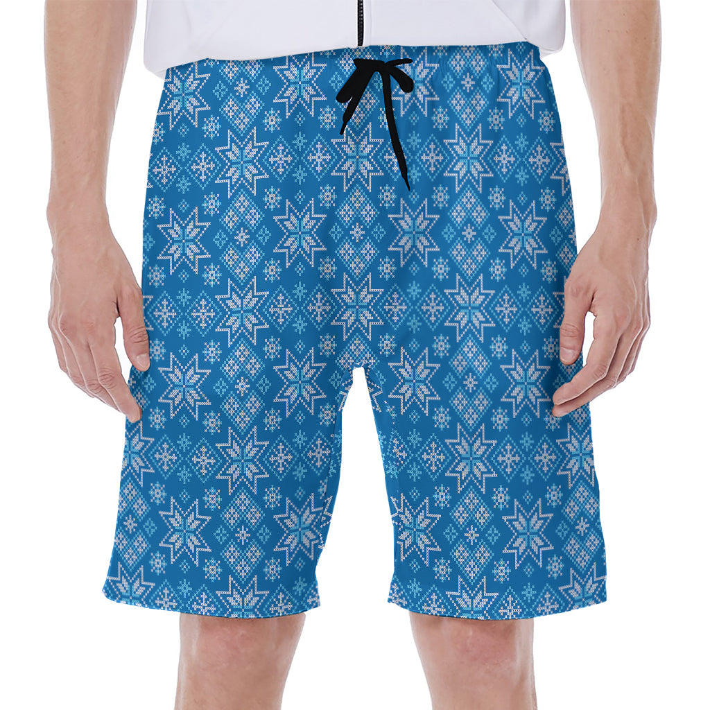 Christmas Nordic Knitted Pattern Print Men's Beach Shorts