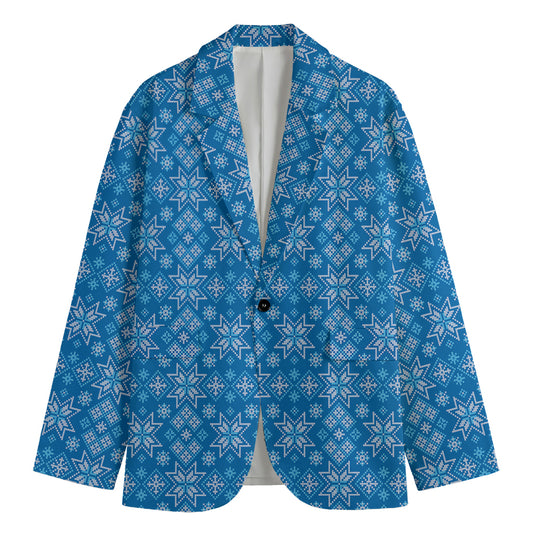 Christmas Nordic Knitted Pattern Print Men's Blazer