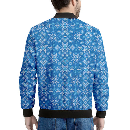 Christmas Nordic Knitted Pattern Print Men's Bomber Jacket