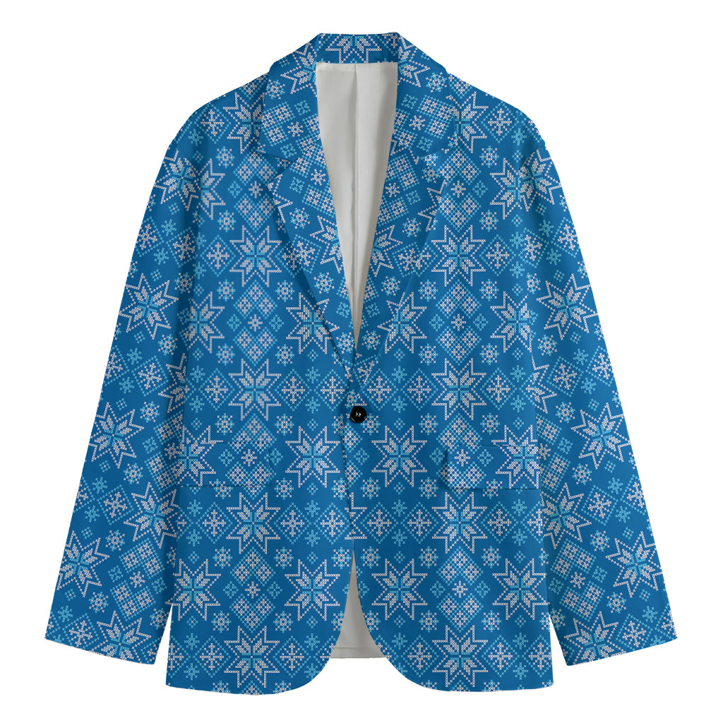 Christmas Nordic Knitted Pattern Print Men's Cotton Blazer