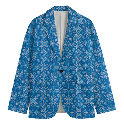 Christmas Nordic Knitted Pattern Print Men's Cotton Blazer