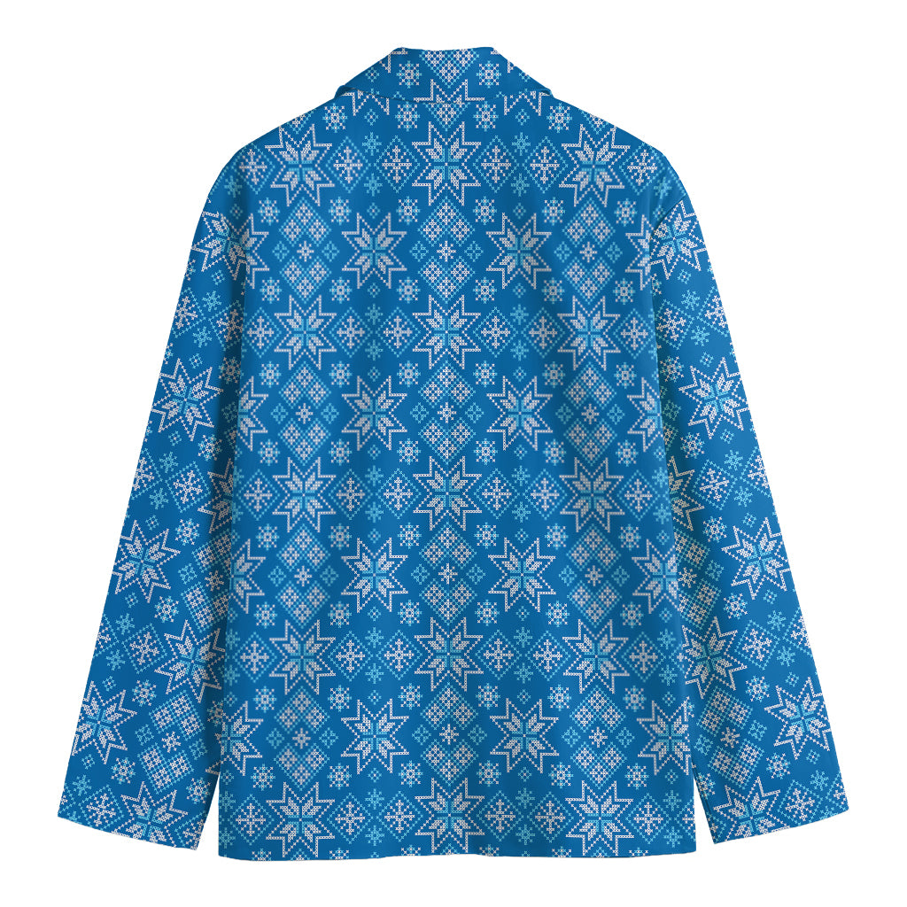 Christmas Nordic Knitted Pattern Print Men's Cotton Blazer