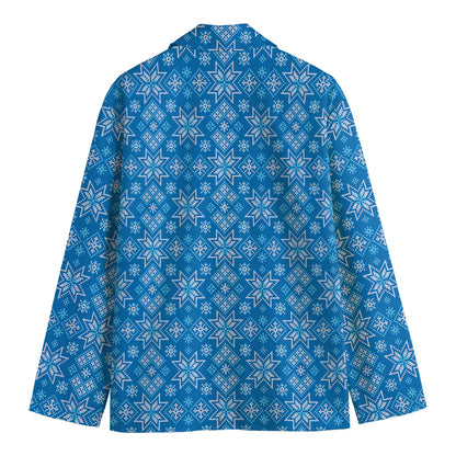 Christmas Nordic Knitted Pattern Print Men's Cotton Blazer