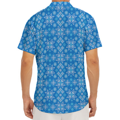 Christmas Nordic Knitted Pattern Print Men's Deep V-Neck Shirt