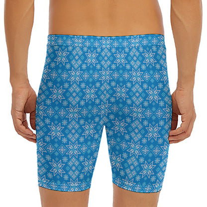 Christmas Nordic Knitted Pattern Print Men's Long Boxer Briefs