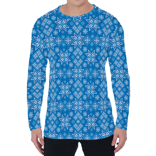 Christmas Nordic Knitted Pattern Print Men's Long Sleeve T-Shirt
