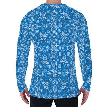 Christmas Nordic Knitted Pattern Print Men's Long Sleeve T-Shirt