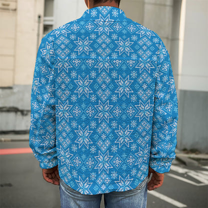 Christmas Nordic Knitted Pattern Print Men's Shirt Jacket