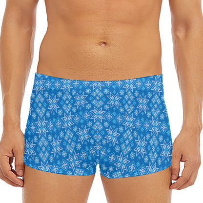 Christmas Nordic Knitted Pattern Print Men's Short Boxer Briefs