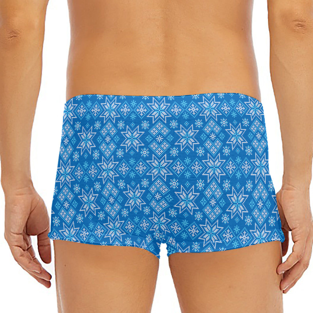 Christmas Nordic Knitted Pattern Print Men's Short Boxer Briefs