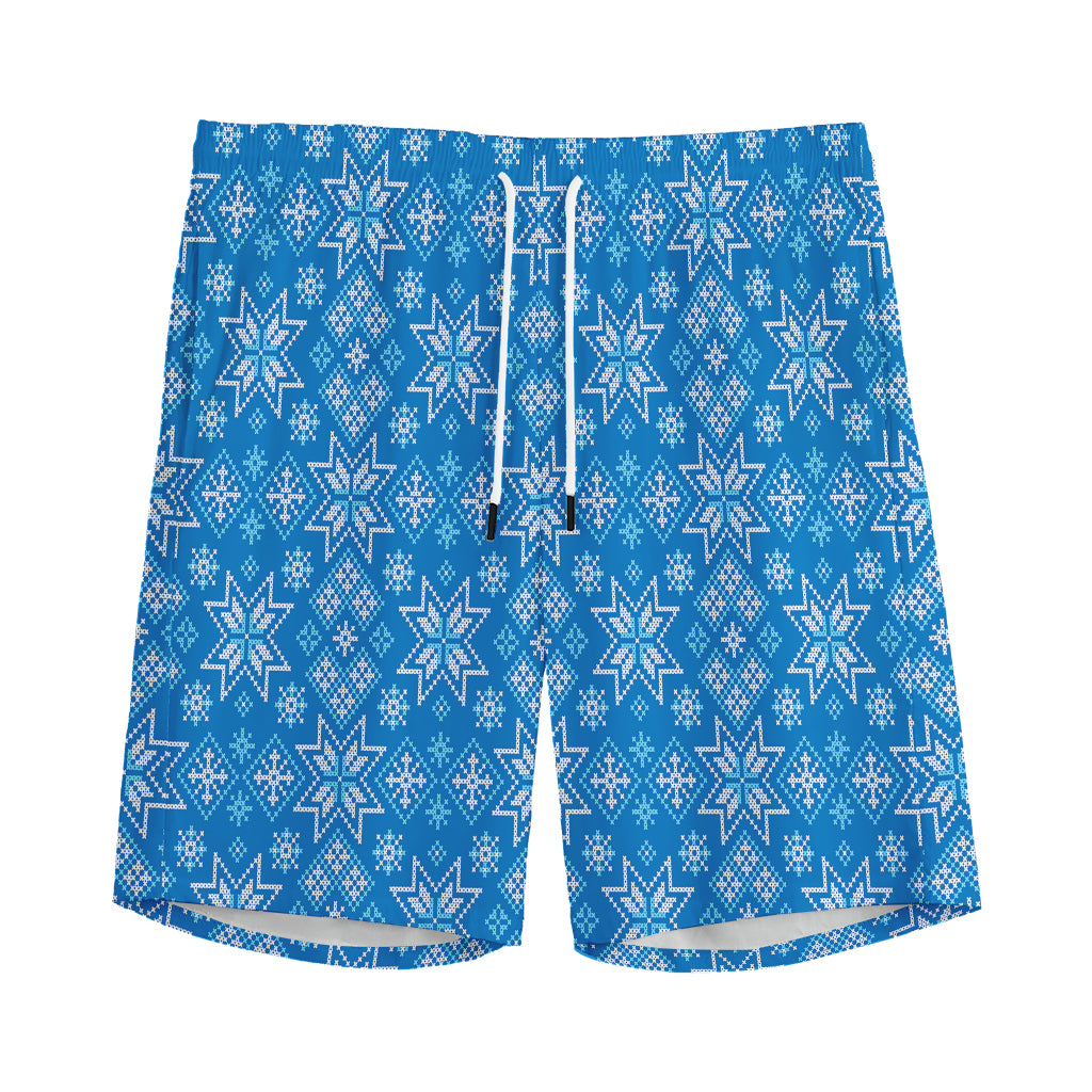 Christmas Nordic Knitted Pattern Print Men's Sports Shorts