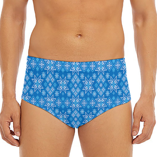 Christmas Nordic Knitted Pattern Print Men's Triangle Swim Briefs