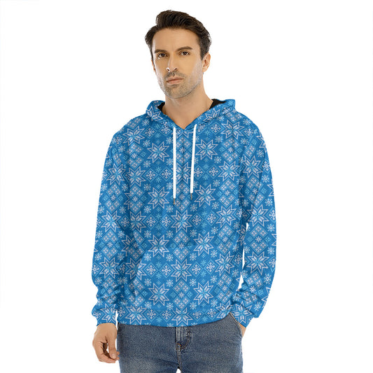 Christmas Nordic Knitted Pattern Print Men's Velvet Pullover Hoodie
