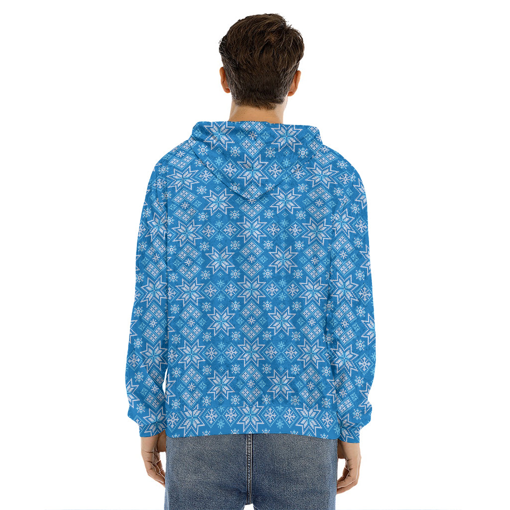 Christmas Nordic Knitted Pattern Print Men's Velvet Pullover Hoodie