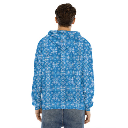 Christmas Nordic Knitted Pattern Print Men's Velvet Pullover Hoodie