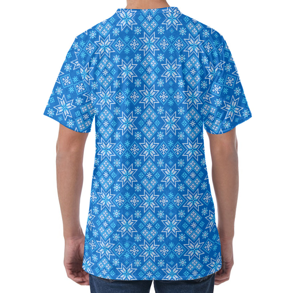 Christmas Nordic Knitted Pattern Print Men's Velvet T-Shirt