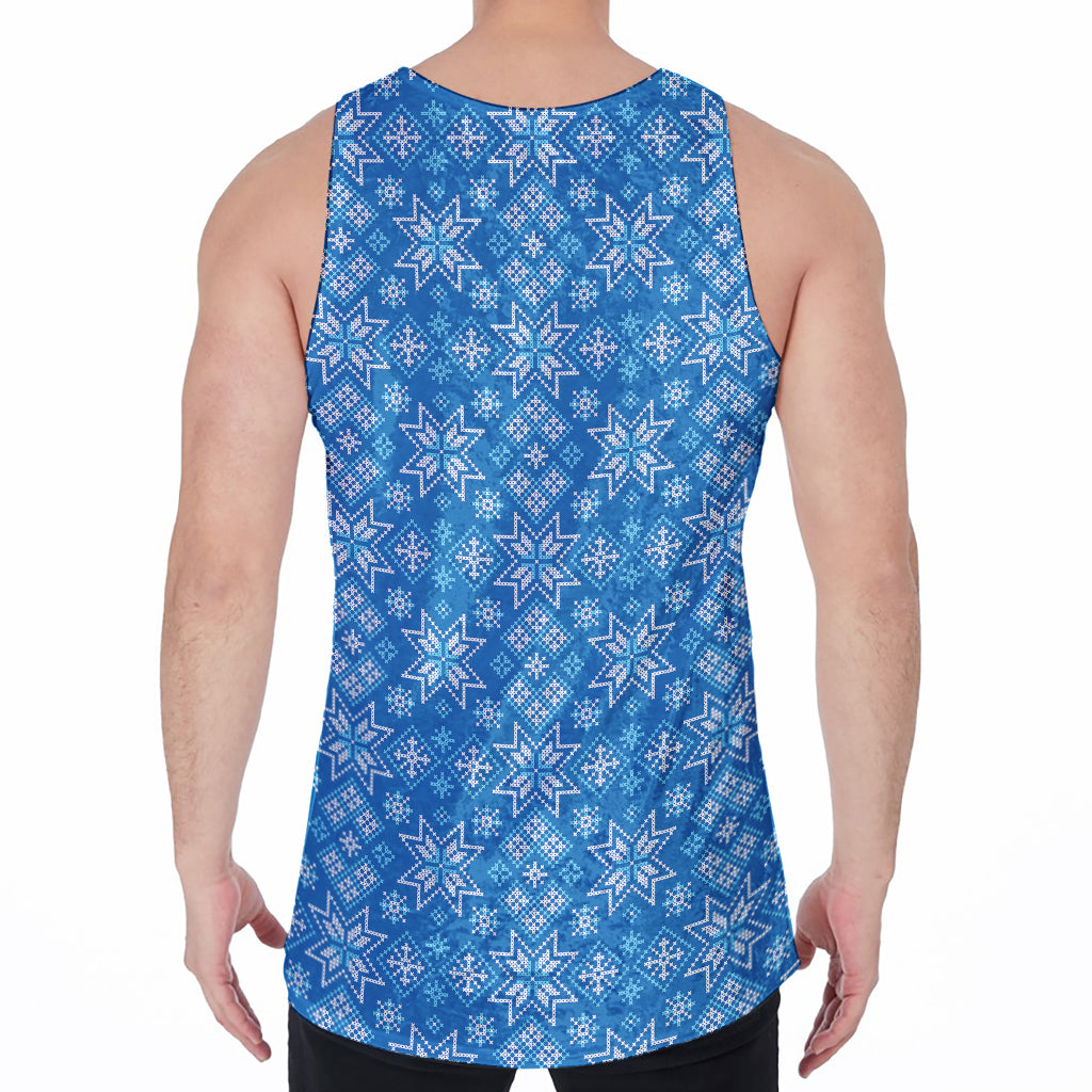 Christmas Nordic Knitted Pattern Print Men's Velvet Tank Top