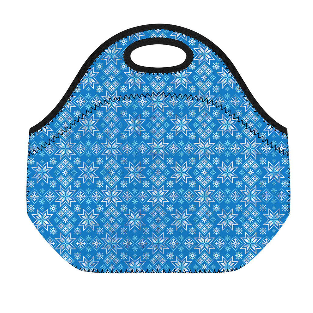 Christmas Nordic Knitted Pattern Print Neoprene Lunch Bag