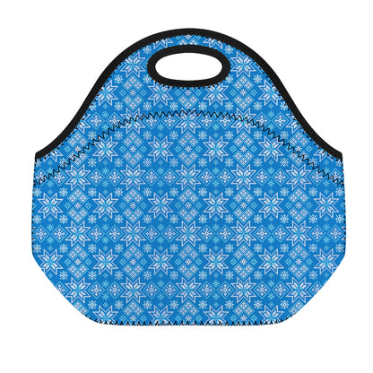 Christmas Nordic Knitted Pattern Print Neoprene Lunch Bag