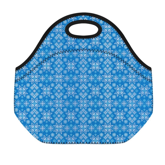 Christmas Nordic Knitted Pattern Print Neoprene Lunch Bag
