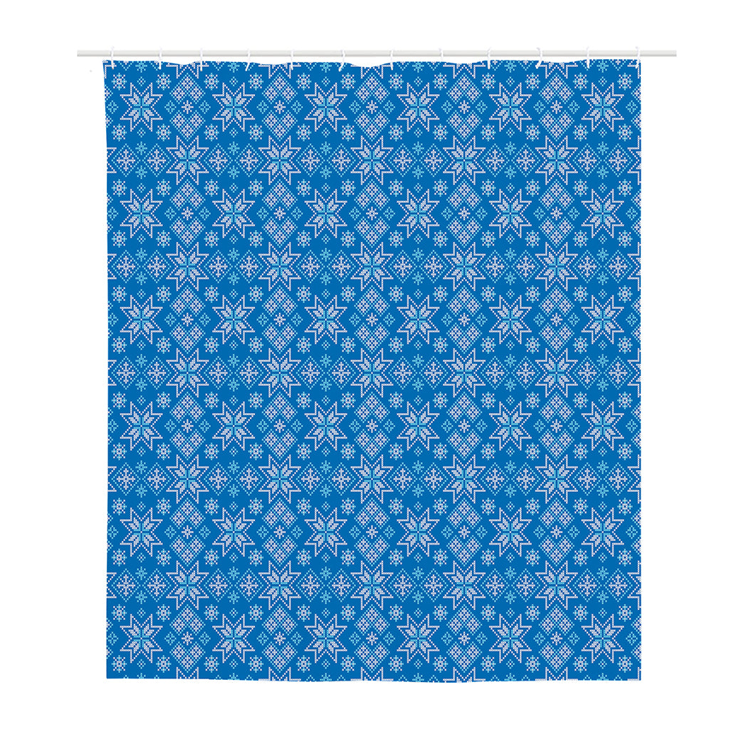 Christmas Nordic Knitted Pattern Print Polyester Shower Curtain