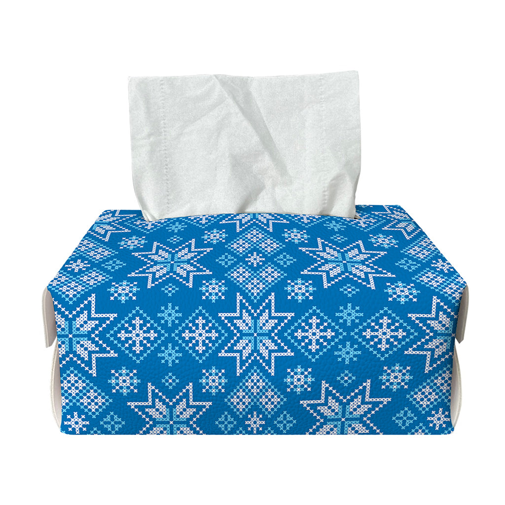 Christmas Nordic Knitted Pattern Print Rectangle Tissue Box Cover