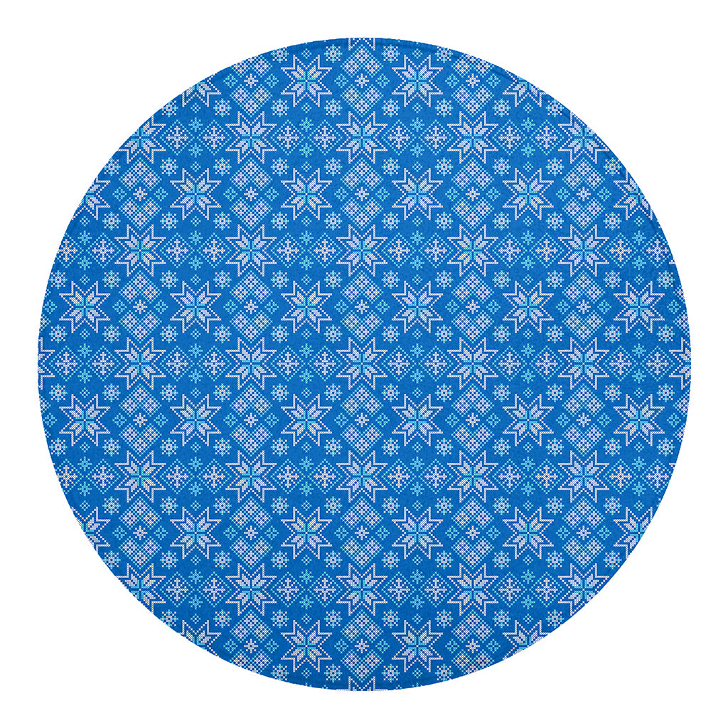 Christmas Nordic Knitted Pattern Print Round Blanket
