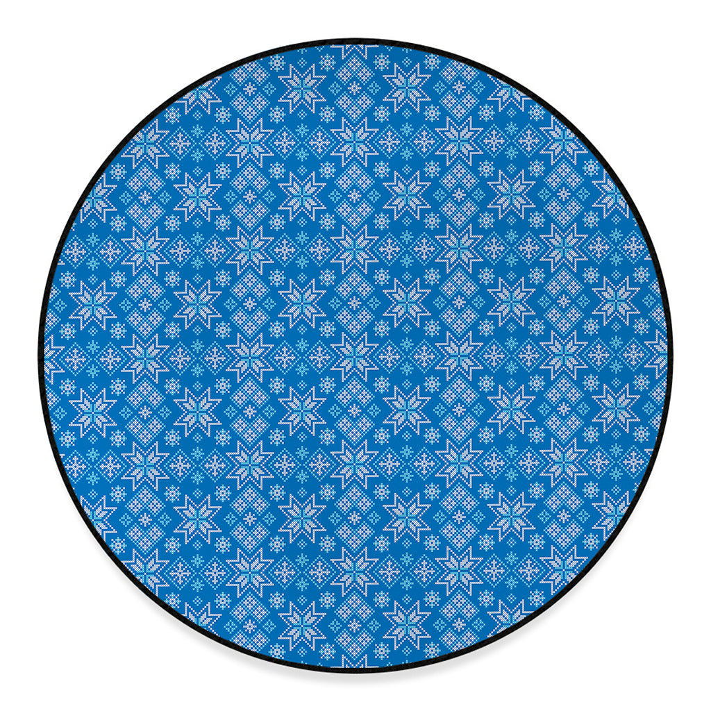 Christmas Nordic Knitted Pattern Print Round Floor Mat