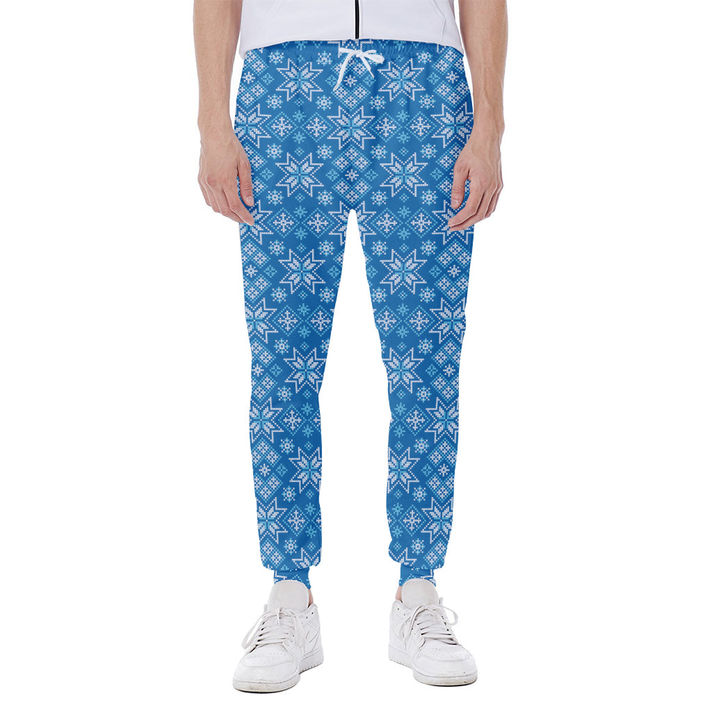 Christmas Nordic Knitted Pattern Print Scuba Joggers