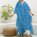 Christmas Nordic Knitted Pattern Print Silk V-Neck Kaftan Dress