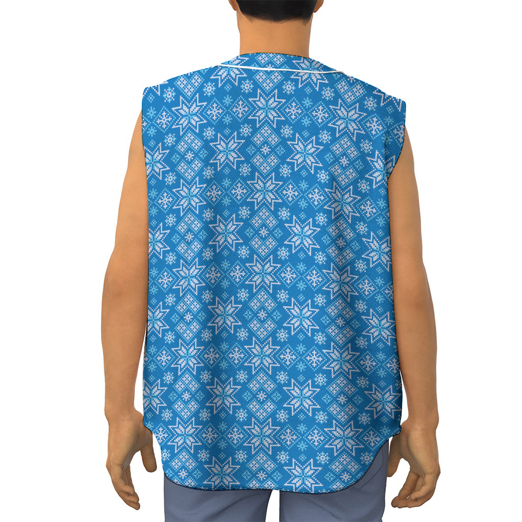 Christmas Nordic Knitted Pattern Print Sleeveless Baseball Jersey