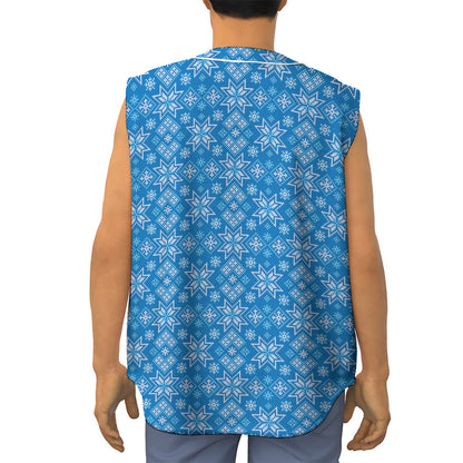 Christmas Nordic Knitted Pattern Print Sleeveless Baseball Jersey