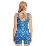 Christmas Nordic Knitted Pattern Print Sleeveless One Piece Swimsuit