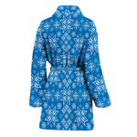 Christmas Nordic Knitted Pattern Print Women's Bathrobe