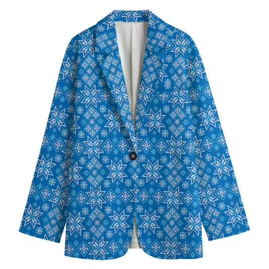Christmas Nordic Knitted Pattern Print Women's Blazer