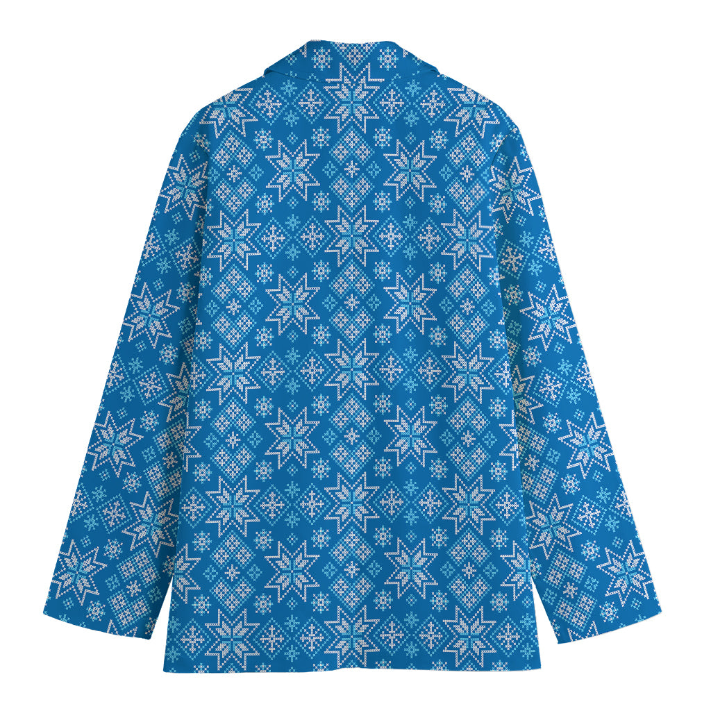 Christmas Nordic Knitted Pattern Print Women's Blazer