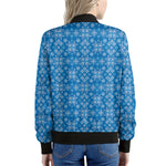 Christmas Nordic Knitted Pattern Print Women's Bomber Jacket