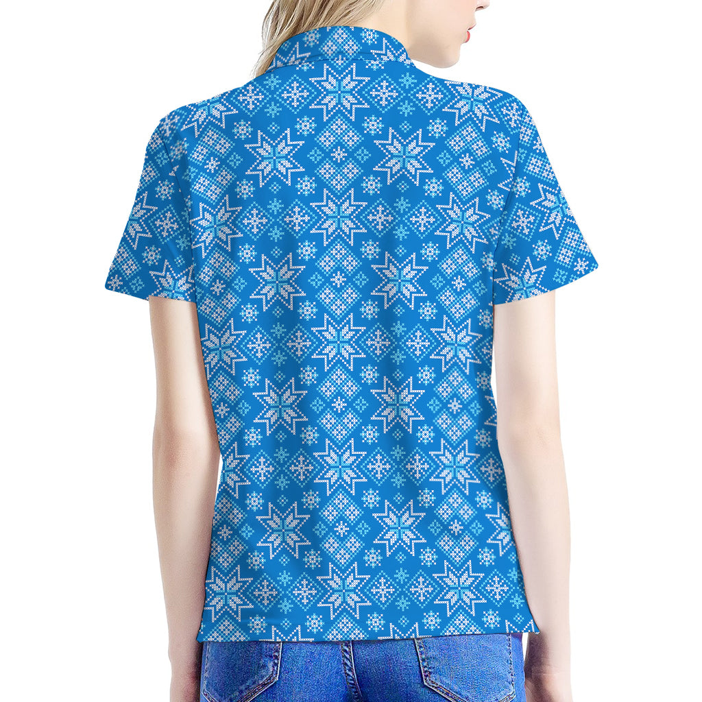 Christmas Nordic Knitted Pattern Print Women's Polo Shirt