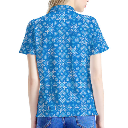 Christmas Nordic Knitted Pattern Print Women's Polo Shirt