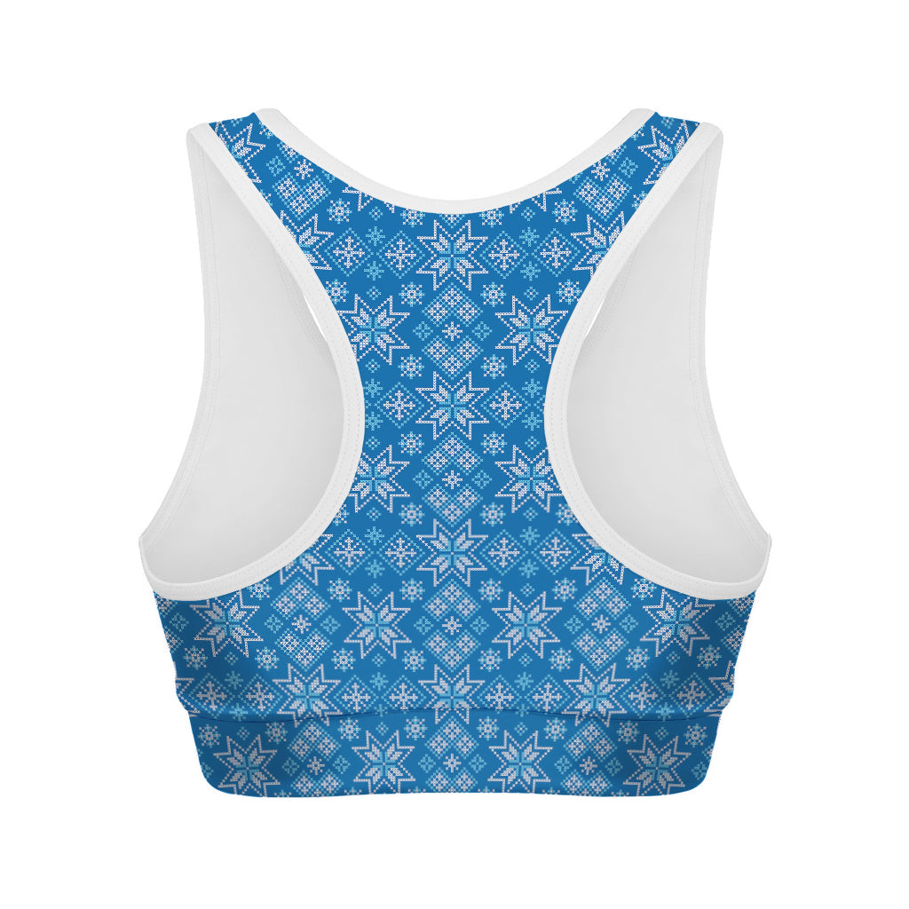 Christmas Nordic Knitted Pattern Print Women's Sports Bra