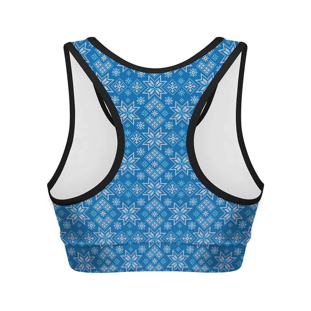 Christmas Nordic Knitted Pattern Print Women's Sports Bra
