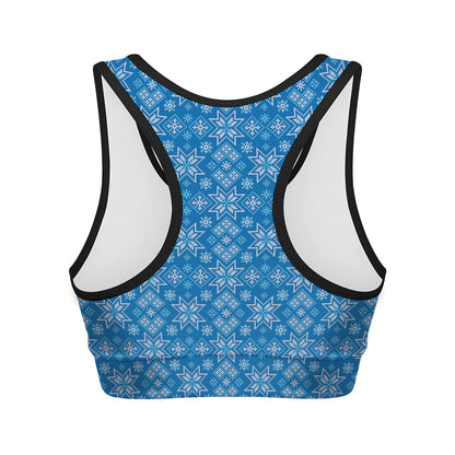 Christmas Nordic Knitted Pattern Print Women's Sports Bra