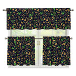 Christmas Party Elements Pattern Print 3 Piece Kitchen Curtains