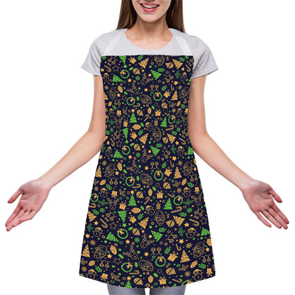Christmas Party Elements Pattern Print Adjustable Apron