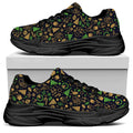 Christmas Party Elements Pattern Print Black Chunky Shoes