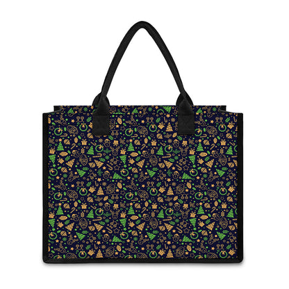 Christmas Party Elements Pattern Print Canvas Tote Bag