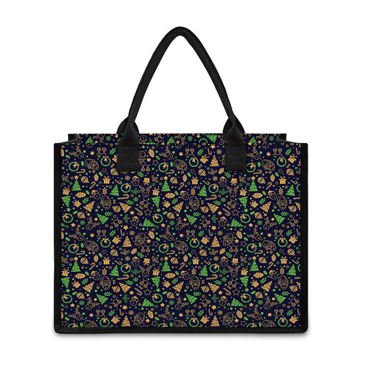 Christmas Party Elements Pattern Print Canvas Tote Bag